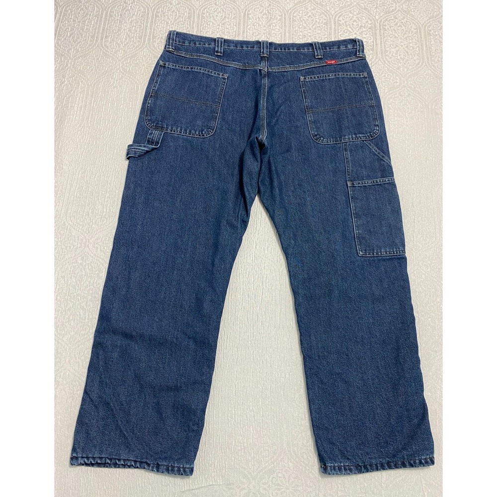Wrangler Mens 38x30 Blue Fleece Lined Carpenter Jeans Denim Relaxed Fit - Picture 1 of 9